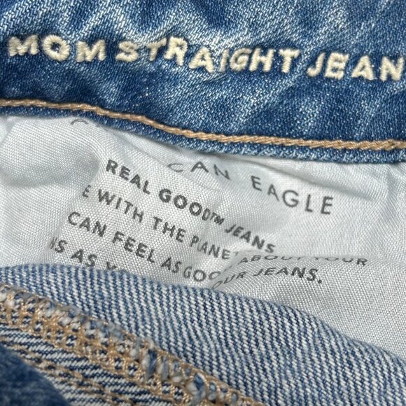 American Eagle Mom Straight Jean 6 Patchwork Boho Bandana Distressed - Picture 4 of 6